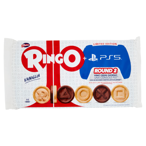 Ringo Limited Edition PlayStation con Crema Vaniglia - Snack merenda - 6 porzioni da 6 biscotti 330g