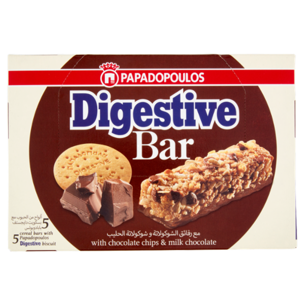 Papadopoulos Digestive Bar with chocolate chips & milk chocolate 5 x 28 g