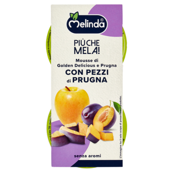 Melinda Più che Mela! Mousse di Golden Delicious e Prugna con Pezzi di Prugna 2 x 100 g