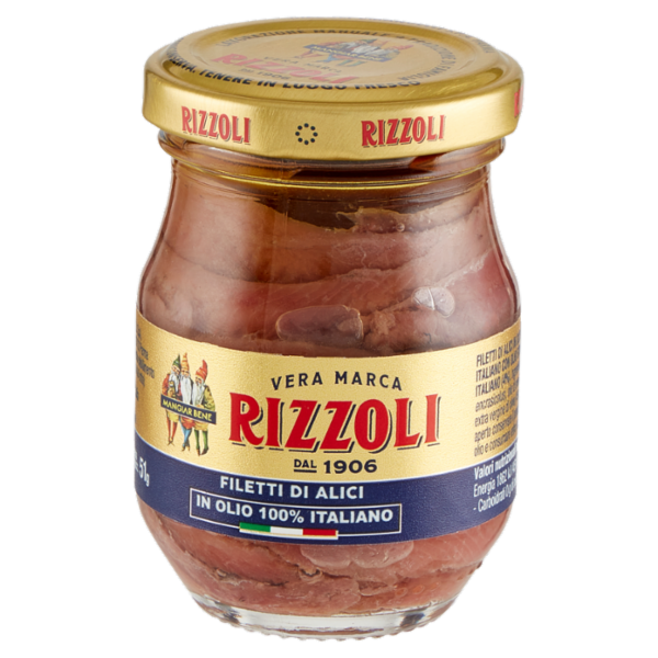 Rizzoli Filetti di Alici in Olio 100% Italiano 90 g