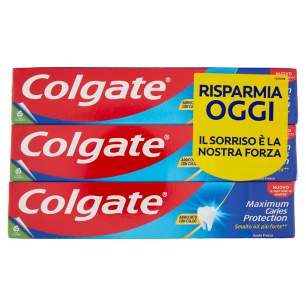 Colgate dentifricio Maximum Caries Protection, protezione carie 3x75 ml