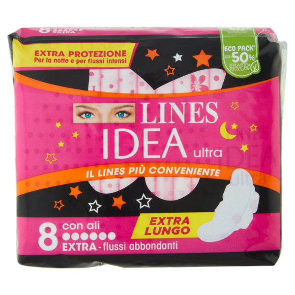 Lines Idea ultra Extra - flussi abbondanti con ali 8 pz