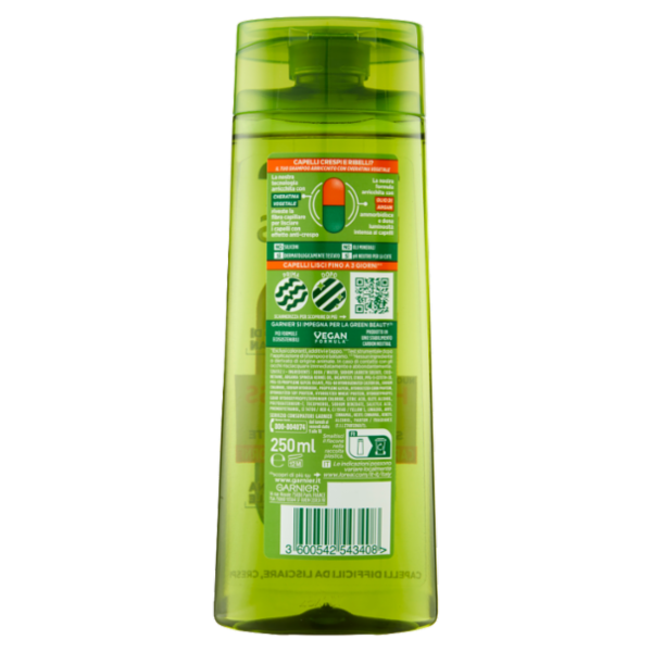 Garnier Fructis Shampoo Hydra Liss & Shine, shampoo lisciante, 250 ml