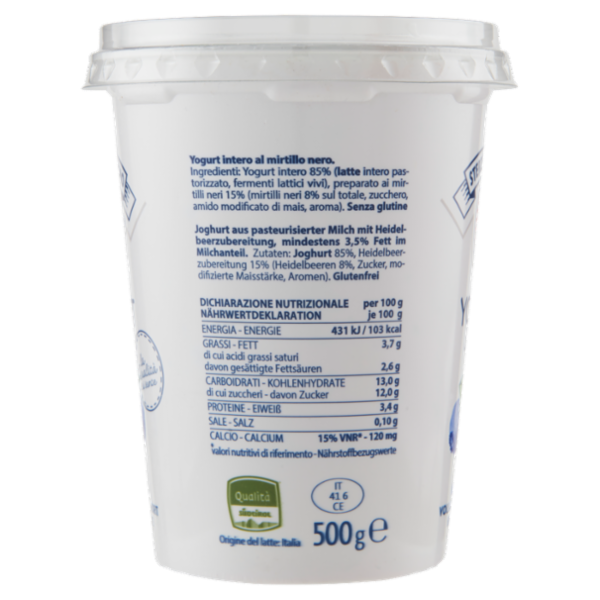 Sterzing Vipiteno Yogurt intero Mirtillo 500 g