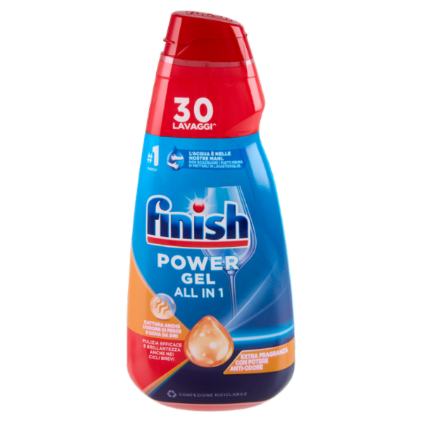 Finish Power Gel Antiodore liquido lavastoviglie 30 lavaggi 600 ml