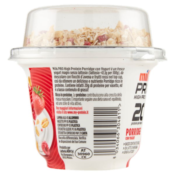 Milk Pro High Protein 20g Porridge con Yogurt Avena e Frutti Rossi 200 g