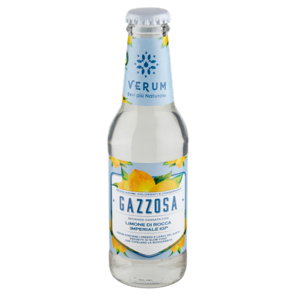 Verum Bevi più Naturale Gazzosa Bevanda Gassata con Limone di Rocca Imperiale IGP 200 ml