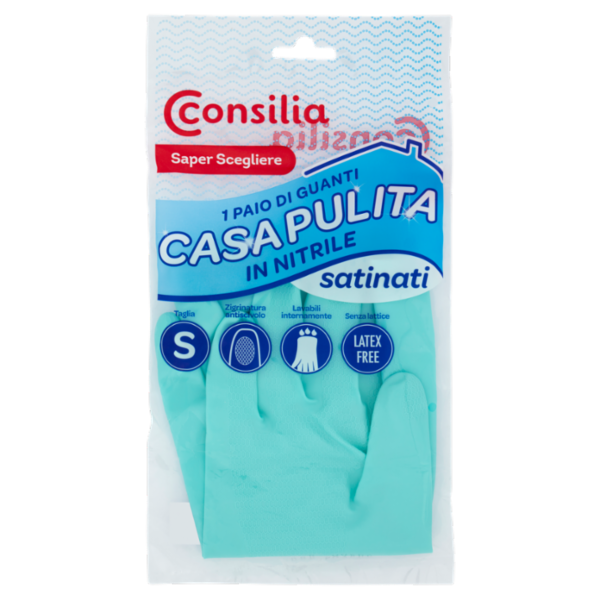 Consilia Saper Scegliere 1 Paio di Guanti Casa Pulita in Nitrile satinati Taglia S