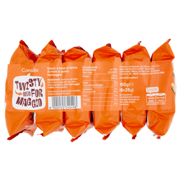 Consilia Saper Scegliere Twisty Gusto Formaggio (senza olio di palma) 6 x 25 g