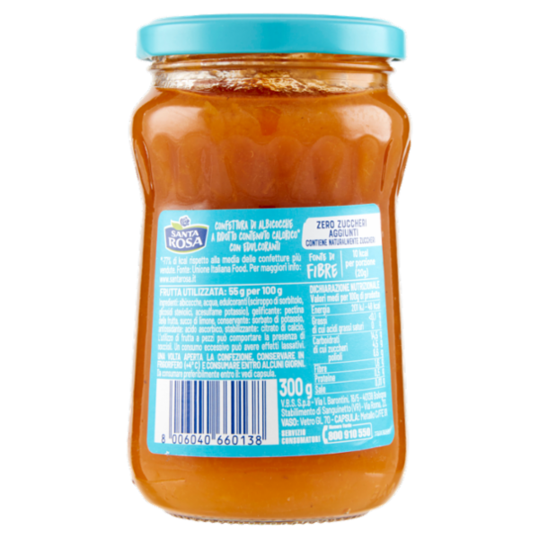 Santa Rosa Confettura Albicocche Fonte di Fibre Zero Zuccheri 300 g