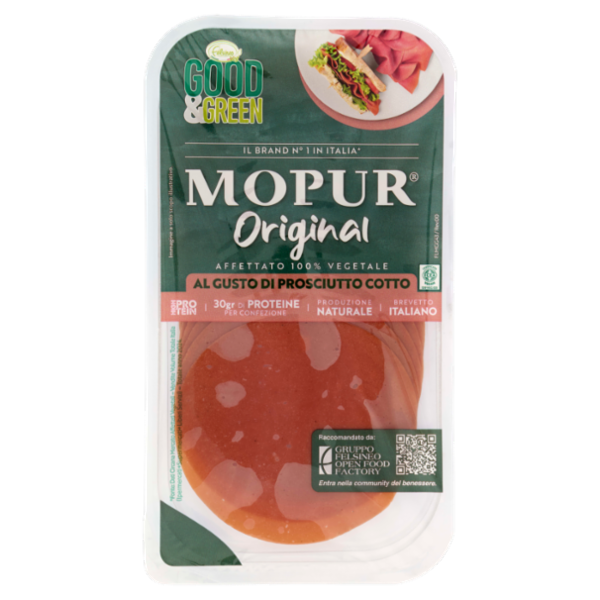 Good & Green Mopur Original Affettato 100% Vegetale al Gusto di Prosciutto Cotto 90 g