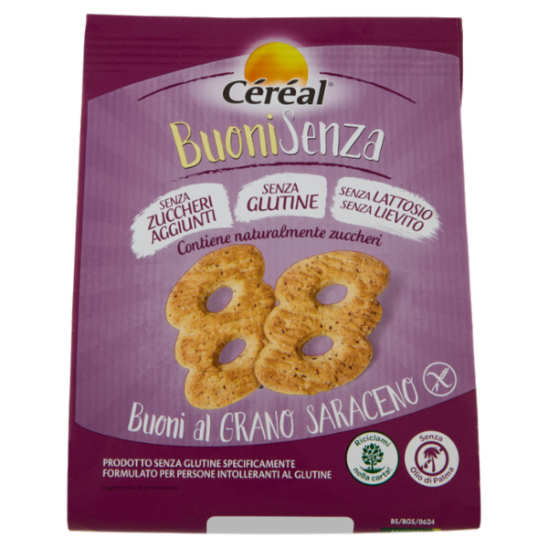 Céréal Biscotti BuoniSenza Buoni al Grano Saraceno, Senza Glutine, Senza Zuccheri aggiunti 200 g