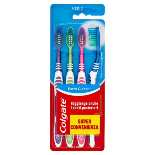 Colgate spazzolino Extra Clean, medio, 4 pezzi