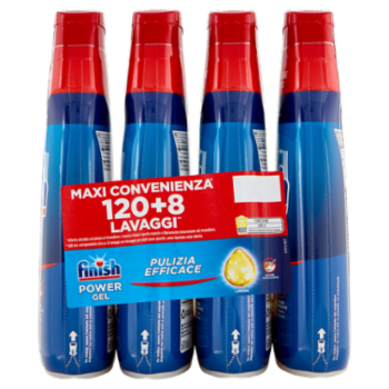 Finish Power Gel Limone 4 x 32 Lavaggi Liquido Lavastoviglie 4 x 600 Ml