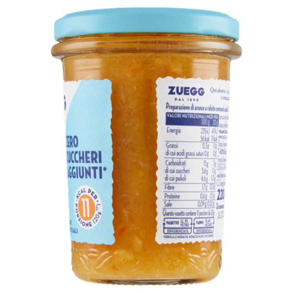 Zuegg Zero Zuccheri Aggiunti* Arance 220 g