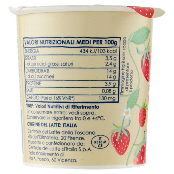 Mukki yogurt da latte 100% Toscano Fragola 100% naturale 115 g