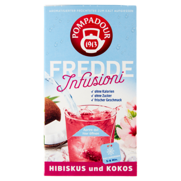 Pompadour Fredde Infusioni Karkadè e Cocco 18 x 2,5 g
