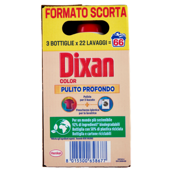 DIXAN Liquido COLOR 3x22=66 Lavaggi 3 x 990 ml