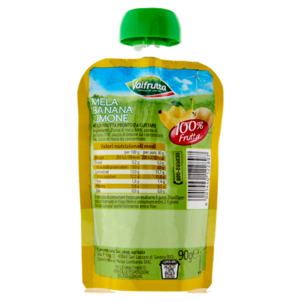 Valfrutta 100% Mela Banana Limone 90 g
