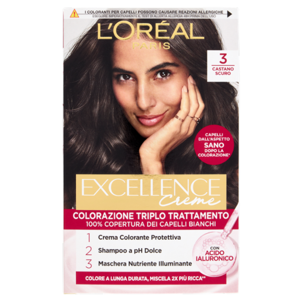 L'Oréal Paris Excellence Creme Colorazione Triplo Trattamento 3 Castano Scuro