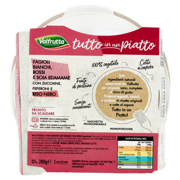 Valfrutta tutto in un piatto Mix di Legumi con Riso Nero con peperoni e zucchine 280 g