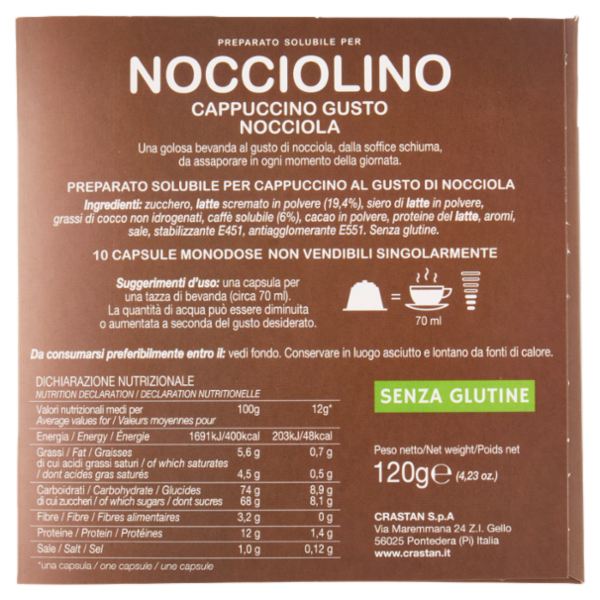 Crastan Preparato Solubile per Nocciolino Capsule Compatibili Dolce Gusto 10 x 12 g
