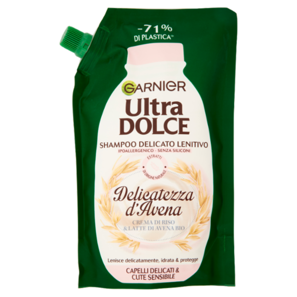Garnier Ultra Dolce Refill Shampoo Delicatezza d'Avena, 500 ml