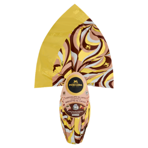 PERUGINA Uovo di Pasqua Cioccolato al Latte e granella Biscotto con 3 Cioccolatini 245g