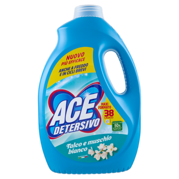 Ace Detersivo Talco e muschio bianco 38 Lavaggi 1900 ml