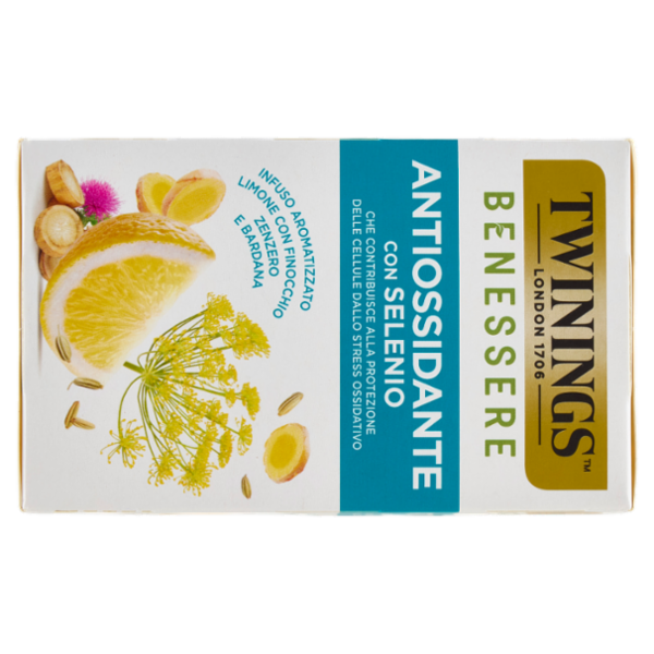 Twinings Benessere Antiossidante Tisana aromatizzata Limone con Finocchio e Zenzero 18 filtri 36 g