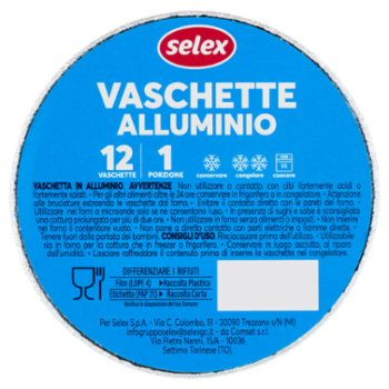 Selex Contenitore In Alluminio Rotondo Diametro 8,5x3,5 Cm 12 Pezzi