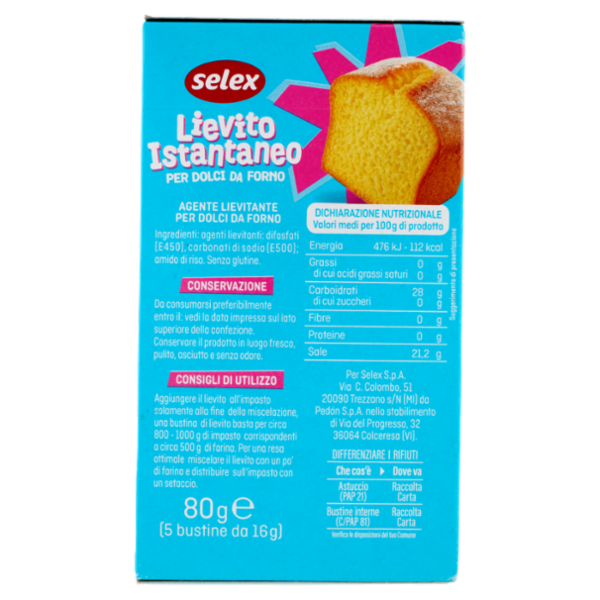 Selex Lievito per Dolci in Bustine 5x16 g