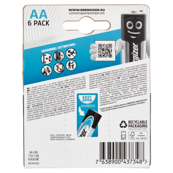 Energizer Max Plus AA Alkaline 6 pz