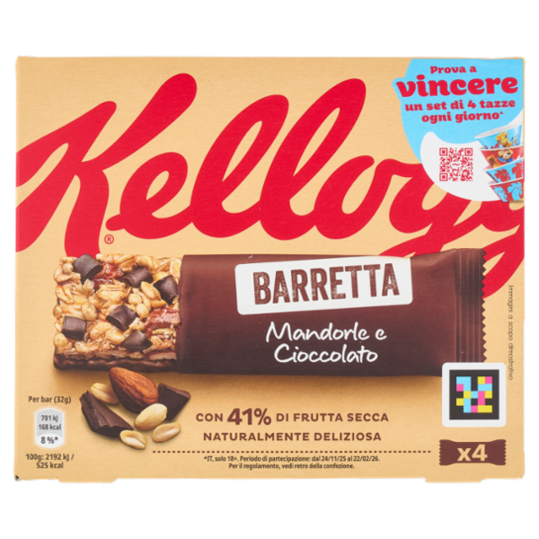 Kellogg's Barretta Mandorle e Cioccolato 4 x 32 g