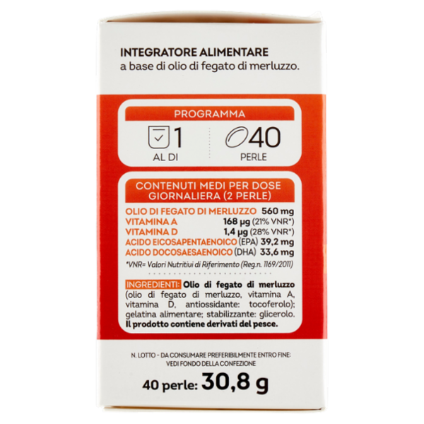 Laboratoires Vitarmonyl Olio di Fegato di Merluzzo Sistema immunitario 40 perle 30,8 g