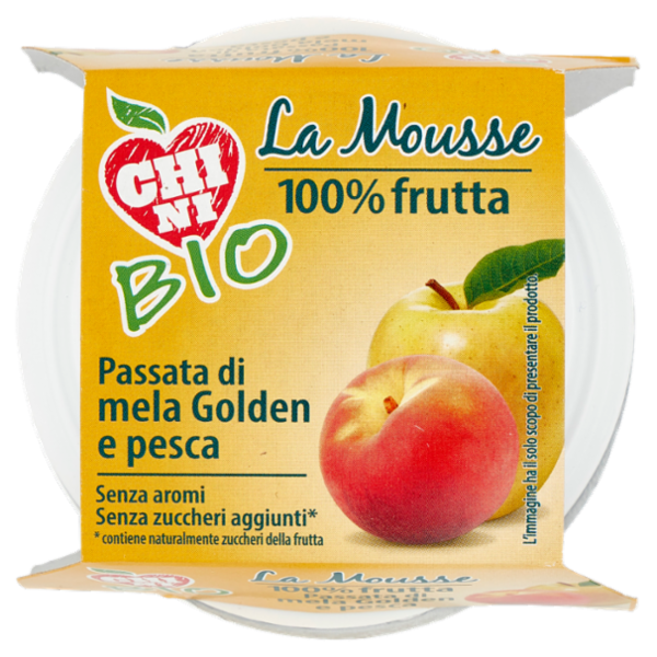 Chini Bio la Mousse 100% frutta Passata di mela Golden e pesca 2 x 100 g