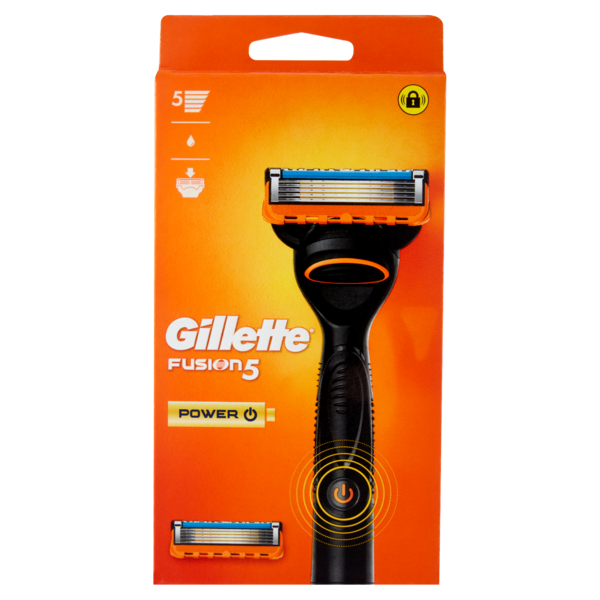 Gillette Rasoio da Uomo Fusion5 Power Manico + Lamette di Ricambio, 2 Ricariche