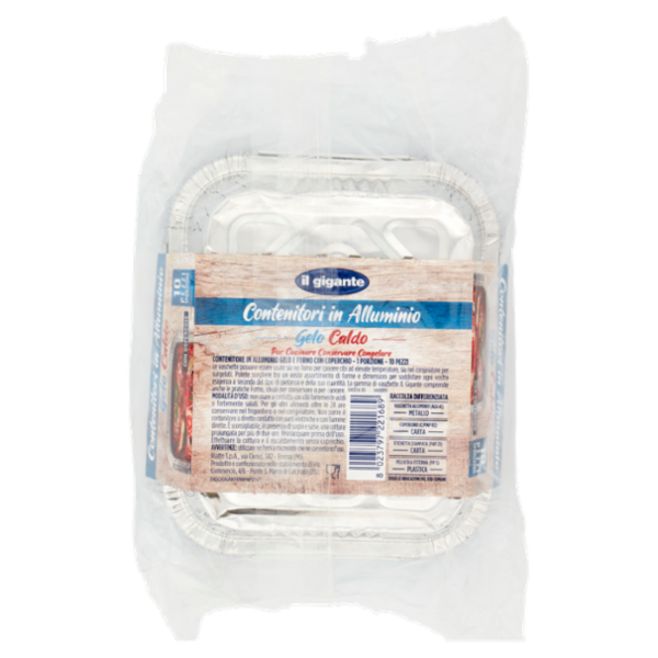 IL GIGANTE Contenitori in Alluminio Gelo Caldo con Coperchio 1 Porzione 10 pz