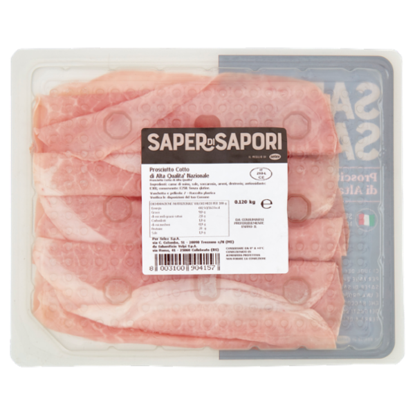 Selex Saper di Sapori Prosciutto Cotto di Alta Qualità Nazionale a Fette 120 g