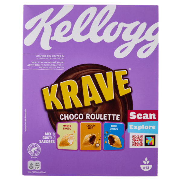 Kellogg's Krave Choco Roulette White Choco - Choco Nut - Milk Choco 375 g