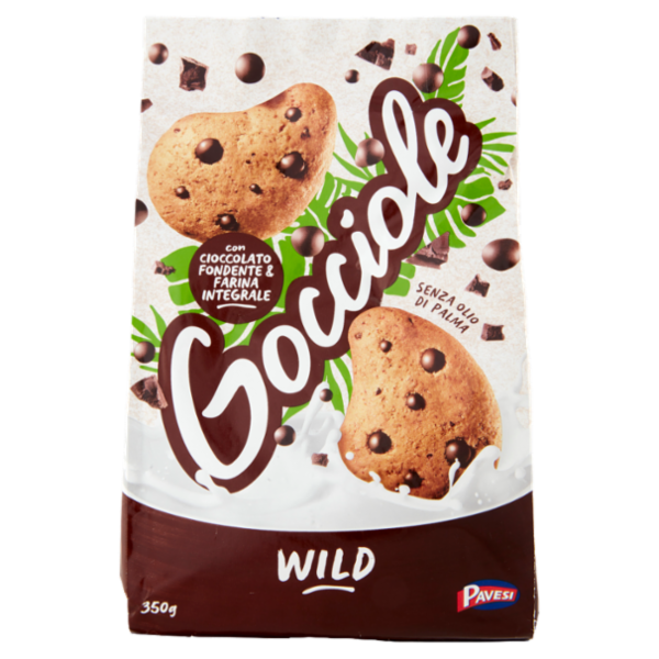 Pavesi Gocciole Wild Biscotti con Gocce di Cioccolato e Farina Integrale 350g