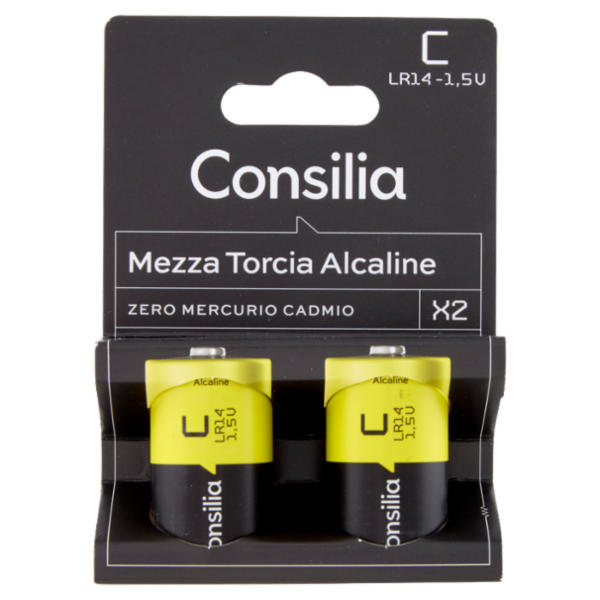 Consilia Pile Alcaline Mezza Torcia C 1,5 V 2 pezzi