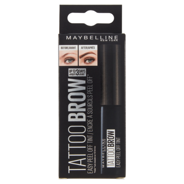 Maybelline New York Tinta Sopracciglia Tattoo Brow Peel-Off, Dura fino a 3 Giorni, Black Brown