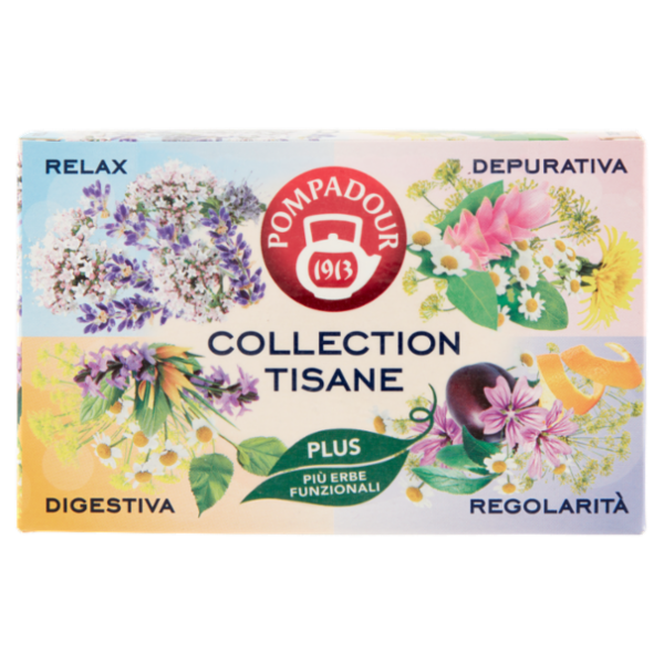 Pompadour Collection Tisane Plus Relax - Depurativa - Digestiva - Regolarità 16 x 2,2 g