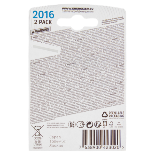 Energizer 2016 Ultimate Lithium 2 pz