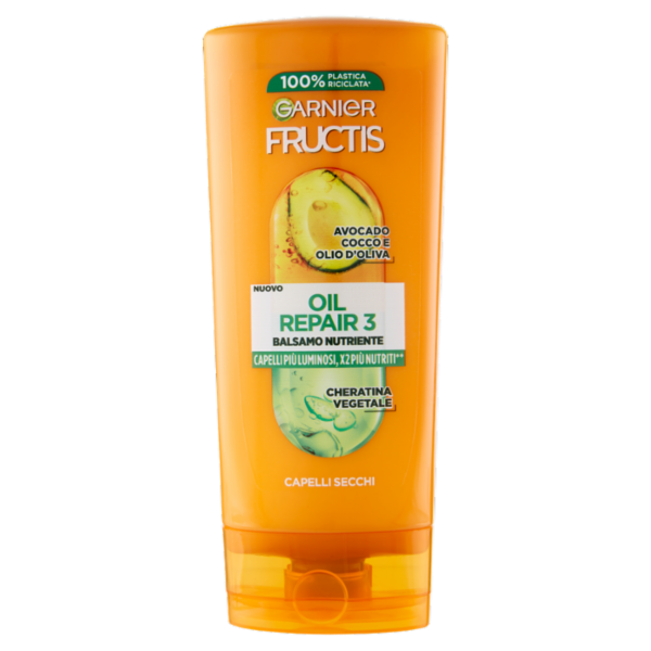 Garnier Fructis Balsamo Nutriente Oil Repair 3, ideale per capelli secchi, 200 ml
