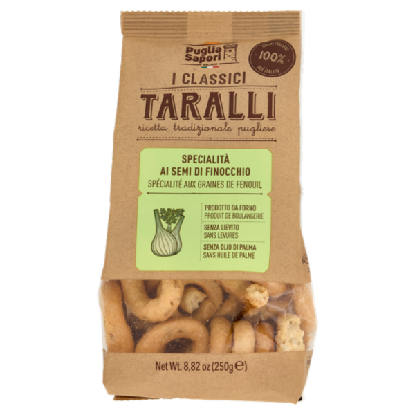 Puglia Sapori I Classici Taralli Specialità ai Semi di Finocchio 250 g
