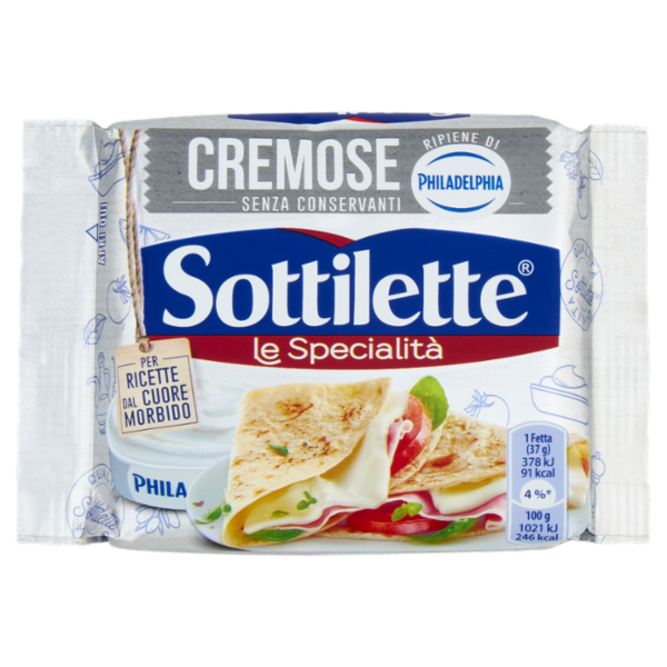 Sottilette Le Specialità Cremose - formaggio fuso a fette ripieno di Philadelphia - 185 g