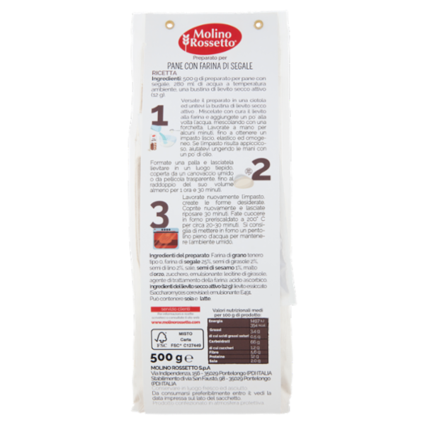 Molino Rossetto Preparato per Pane Segale 500 g