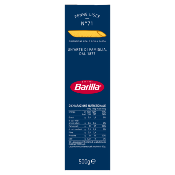 Barilla Pasta Penne Lisce n.71 500g